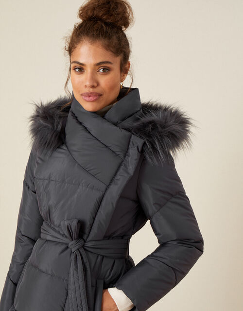 Padded Faux Fur Hooded Coat Grey Women's Coats Monsoon UK.