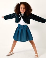 Marie Bow Faux Fur Shrug, Teal (TEAL), large