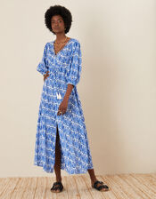 Benita Printed Maxi Dress, Blue (BLUE), large