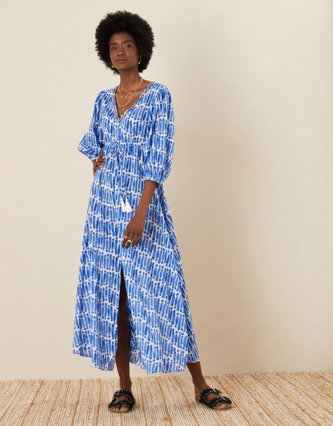 Benita Printed Maxi Dress, Blue (BLUE), large