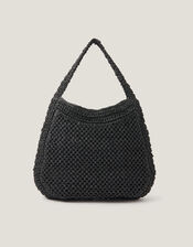 Hari Scoop Raffia Shoulder Bag, Black (BLACK), large