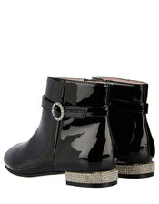 Allegra Patent Diamante Heel Boots, Black (BLACK), large