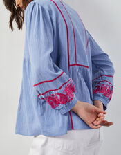 East Circe Paisley Embroidered Blouse, Blue (LIGHT BLUE), large