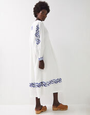 East Tamara Floral Embroidered Midi Dress, White (WHITE), large