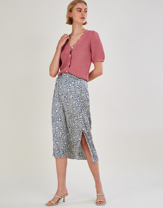 Anias Animal Crinkle Midi Skirt with Recycled Polyester, Teal (TEAL), large