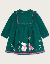 Baby Cord Animal Applique Dress, Teal (TEAL), large