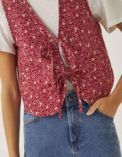 Felipa Floral Print Waistcoat, Red (RED), large