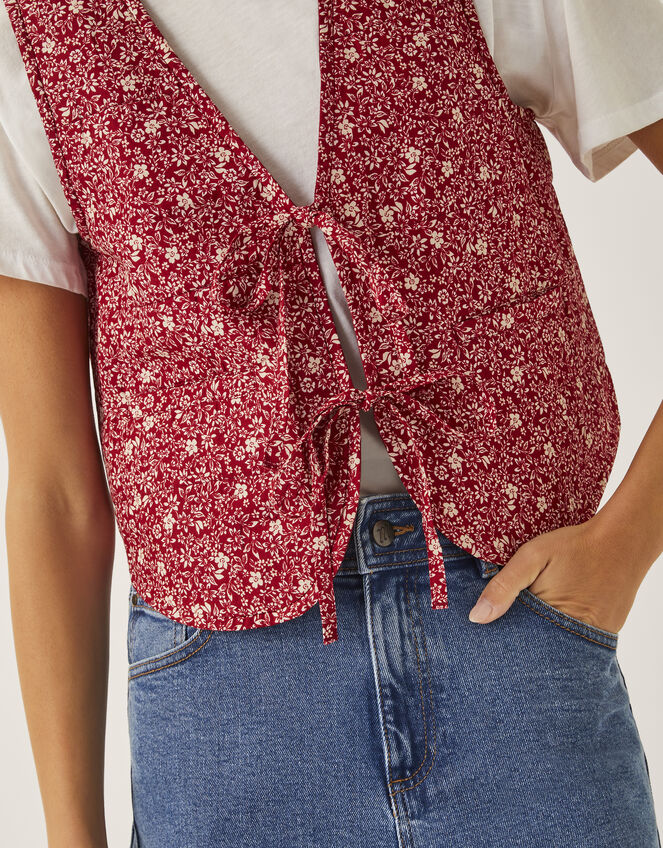 Felipa Floral Print Waistcoat, Red (RED), large