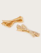 2-Pack Bow Hair Clips, Gold (GOLD), large