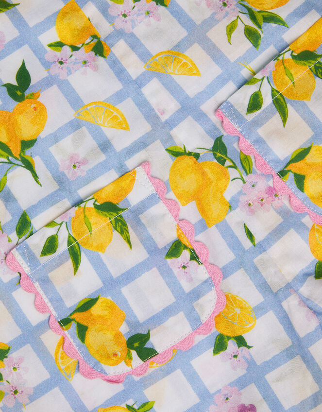 Baby Lemon Tile Print Romper, Blue (BLUE), large