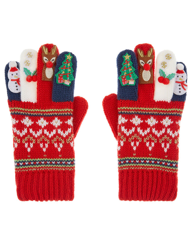 Festive Knit Gloves, Red (RED), large