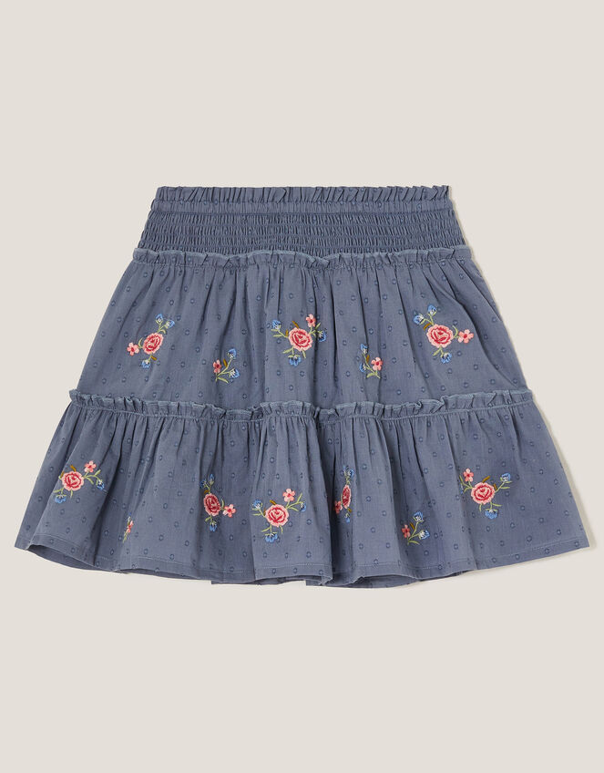 Floral Embroidered Rara Skirt, Blue (BLUE), large