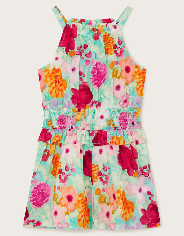 Floral Print Playsuit, Green (GREEN), large