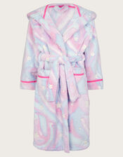 Fleece Marble Star Print Dressing Gown, Multi (MULTI), large