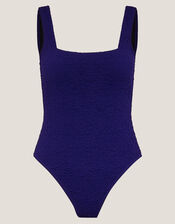 Kylee Textured Square Neck Swimsuit, Blue (NAVY), large