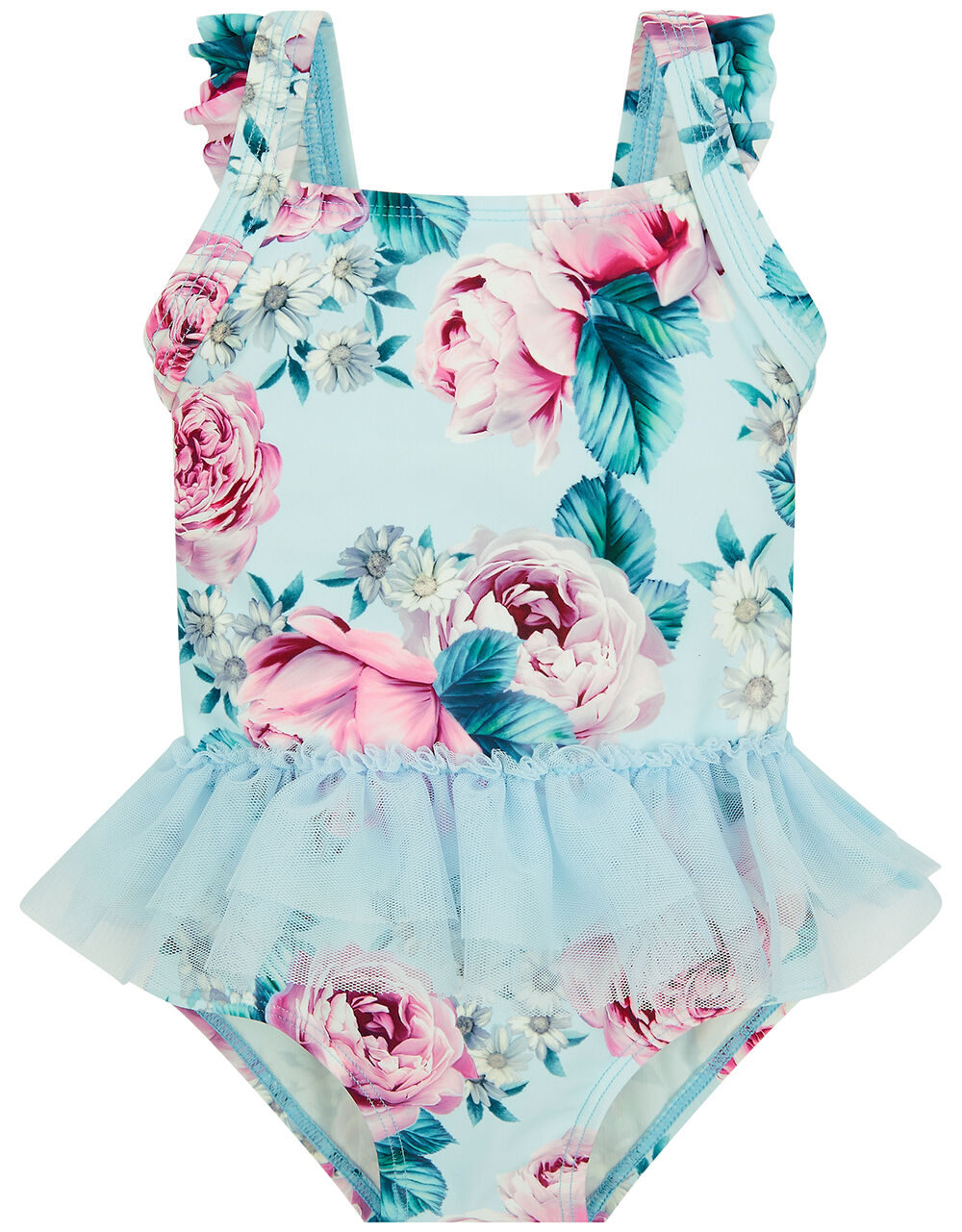 Children Baby Girls 0-3yrs | Baby Floral Skirted Swimsuit Blue - SX09315