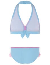 Colour-Block Frill Bikini Set, Blue (BLUE), large