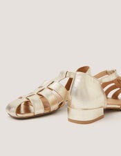 Bobbi Fisherman Leather Sandals, Gold (GOLD), large