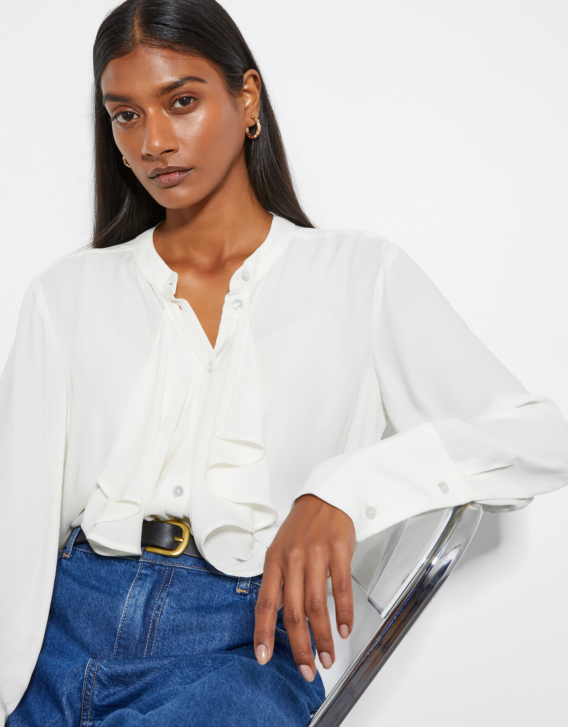 Bella Frill Blouse Ivory