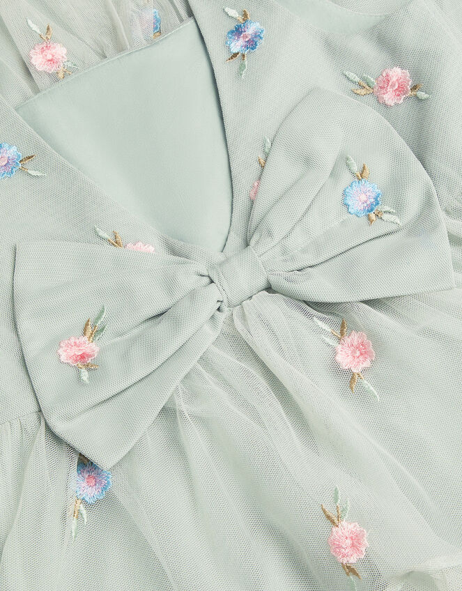 Luna Floral Embroidered Mesh Party Dress, Green (SAGE), large