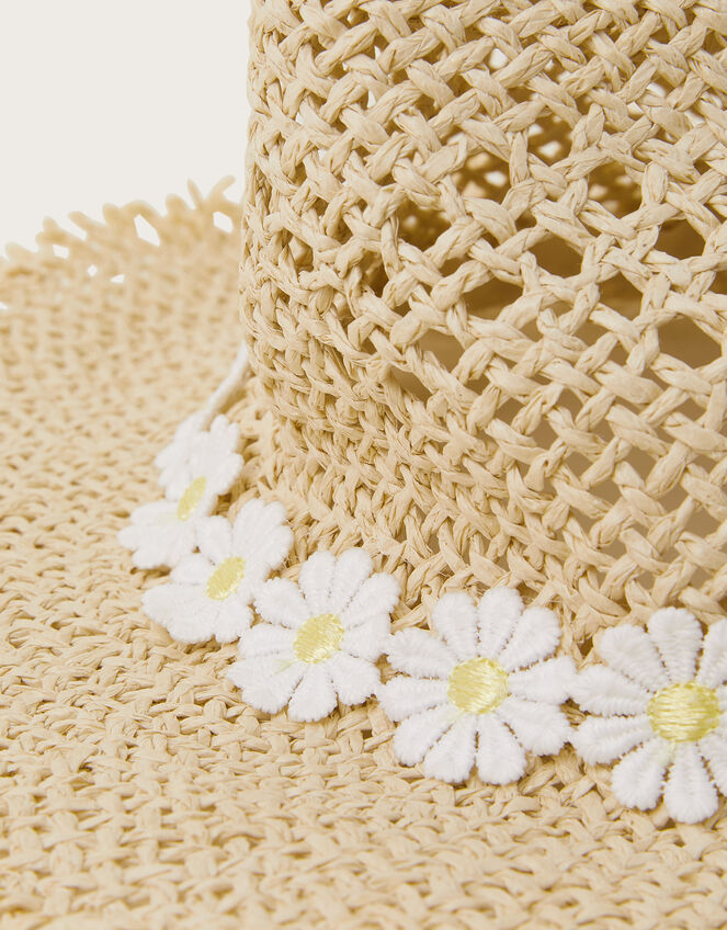 Daisy Chain Floppy Straw Hat, Ivory (IVORY), large