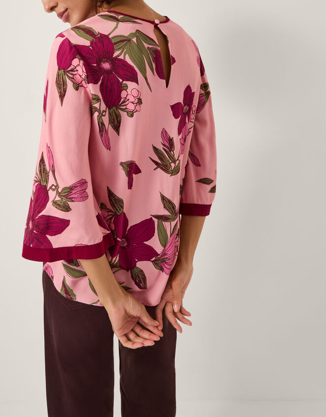 Clemmie Floral Print Top, Pink (PINK), large