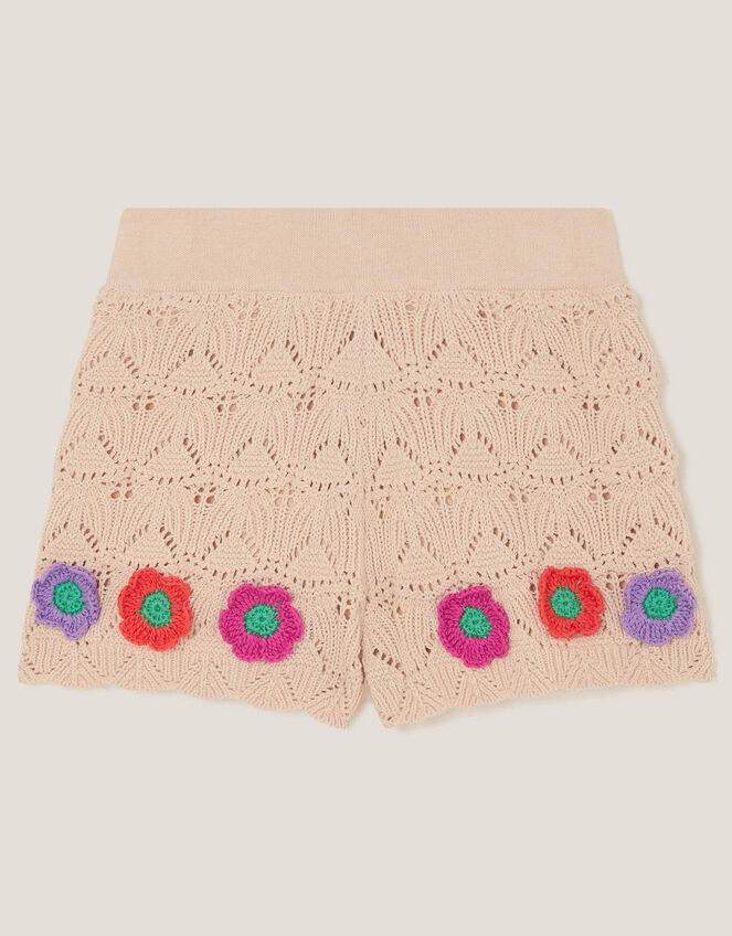 Crochet Flower Knit Shorts, Ivory (IVORY), large