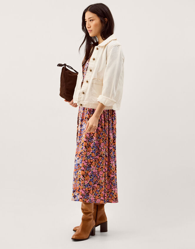 Ceri Floral Print Jersey Midi Dress, Multi (MULTI), large