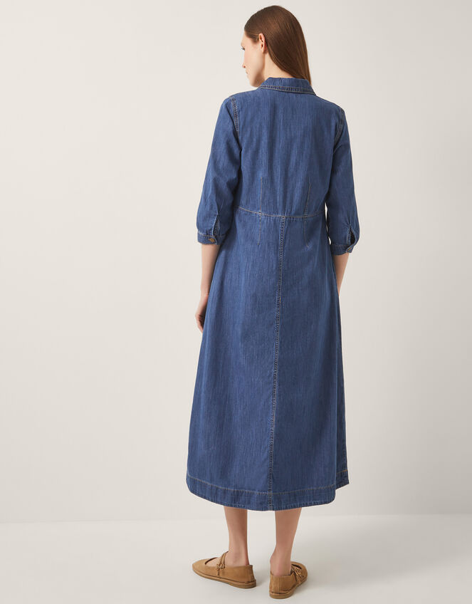 Bonnie Zip Denim Shirt Dress, Blue (MID AUTHENTIC BLUE), large