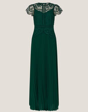 Monica Lace Pleated Bridesmaid Dress, Green (DARK GREEN), large