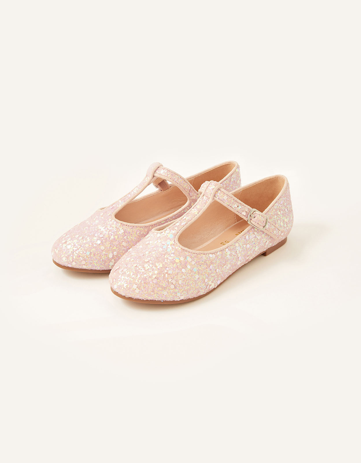 Glitter T Bar Ballerina Flats Pink