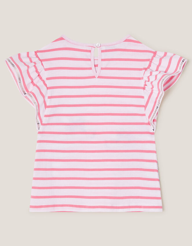 Sequin Bunny Stripe T-Shirt, Ivory (IVORY), large