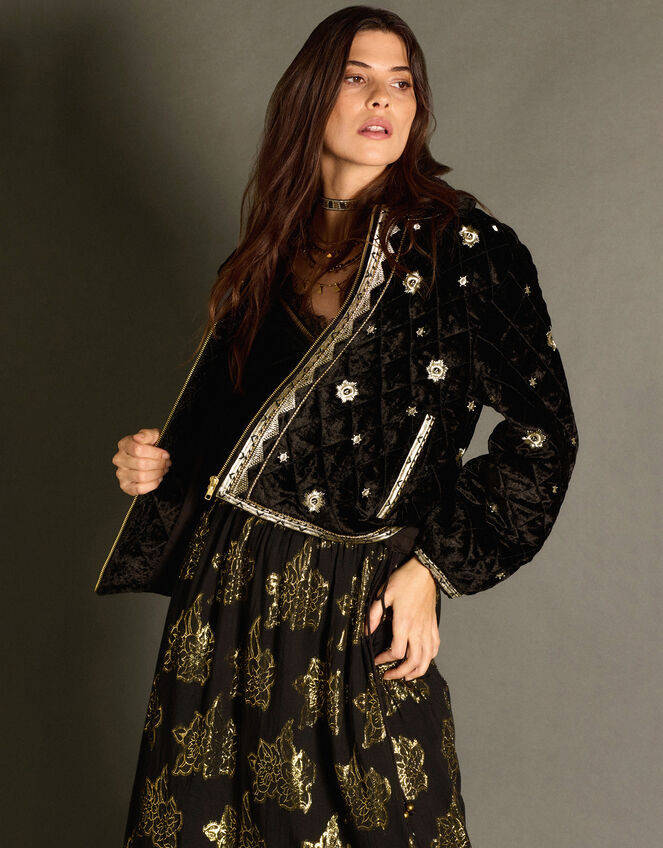 East Embroidered Quilted Jacket, Black (BLACK), large