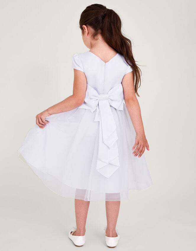 Big Girls White Satin Tulle Decorated Junior Bridesmaid Dress 8-16 main image 0