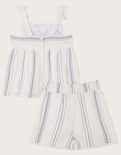 Baby Embroidered Top and Shorts Set, White (WHITE), large