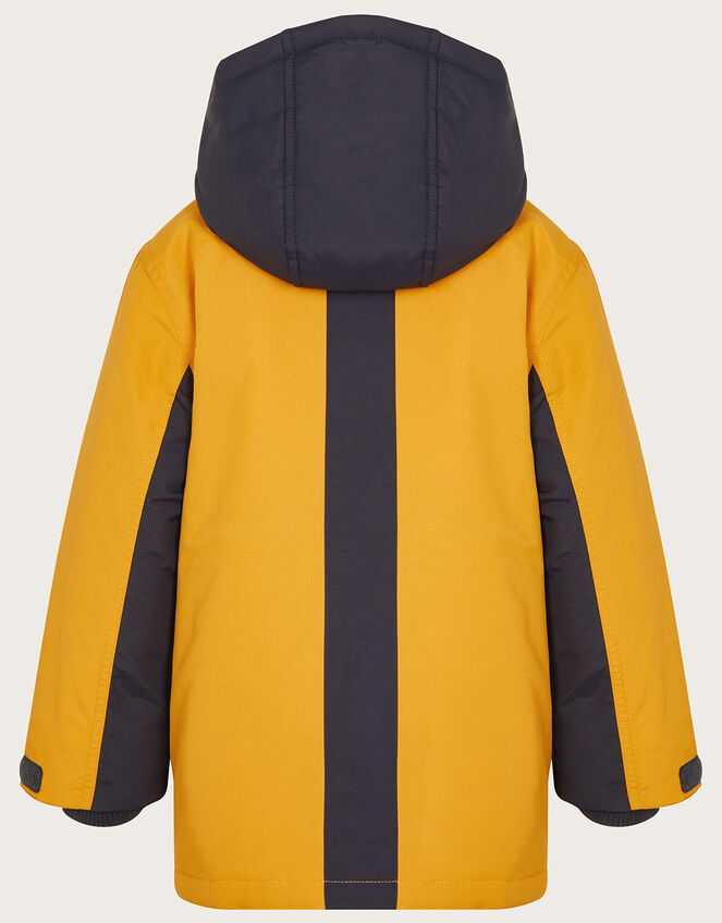 Contrast Hooded Parka Coat, Yellow (MUSTARD), large