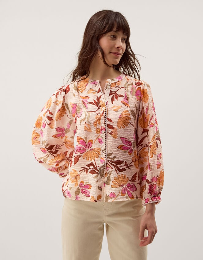 Leila Floral Print Blouse, Ivory (IVORY), large