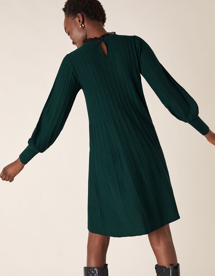 Woven Neckline Knit Dress Green Day Dresses Monsoon UK.