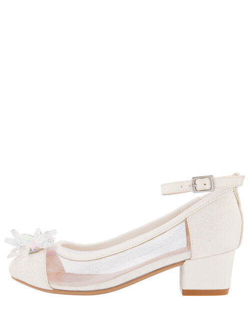 Princess Crystal Shimmer Heeled Shoes, Ivory (IVORY), large