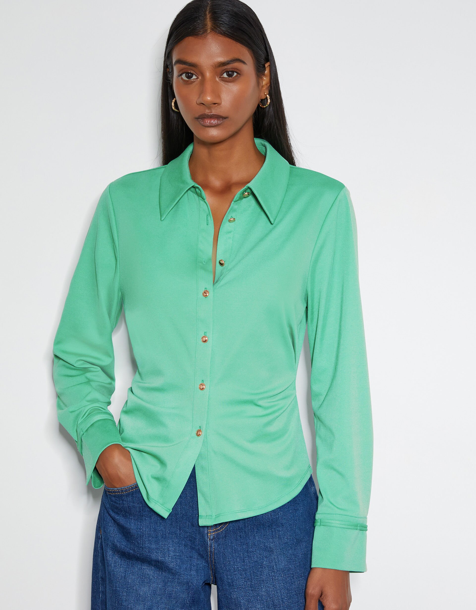 Ruched side shirt best sale