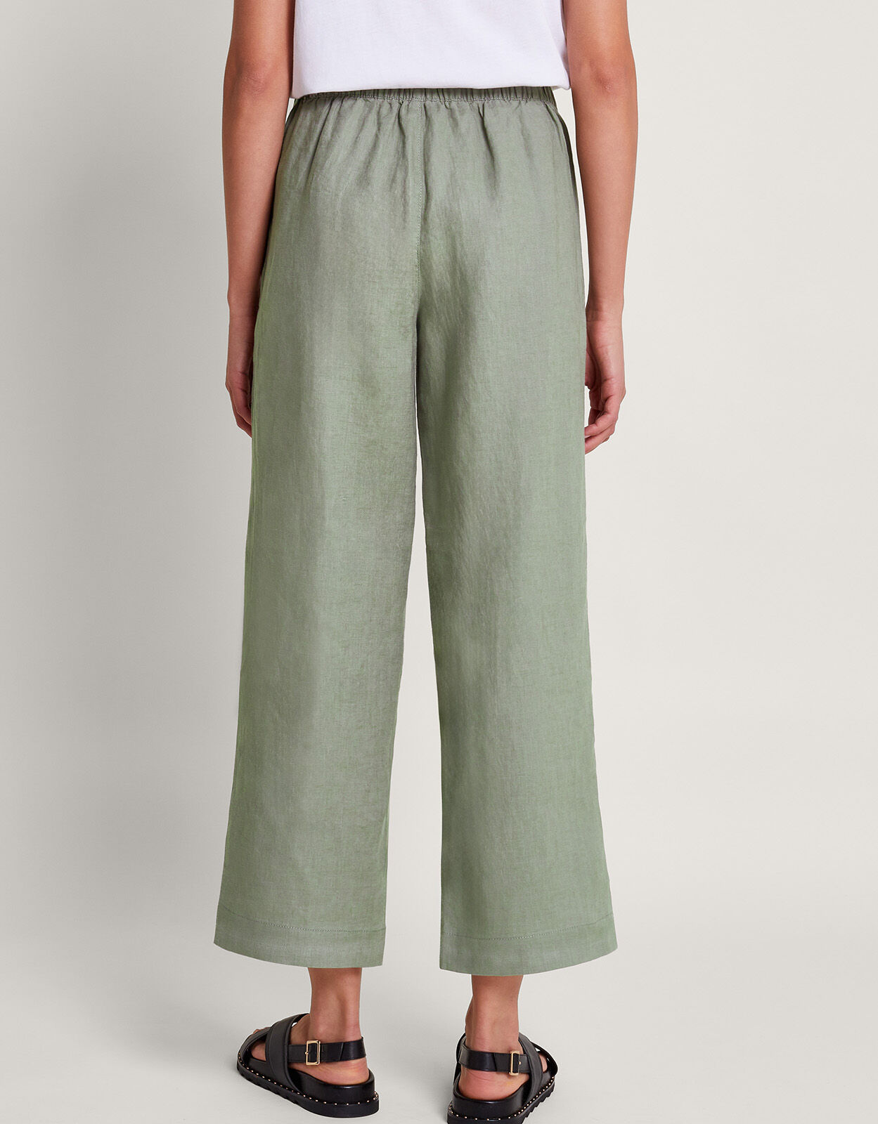 Khaki linen deals cropped trousers