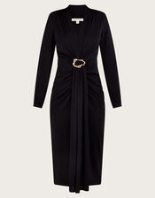 Toria Trim Long Sleeve Dress, Black (BLACK), large
