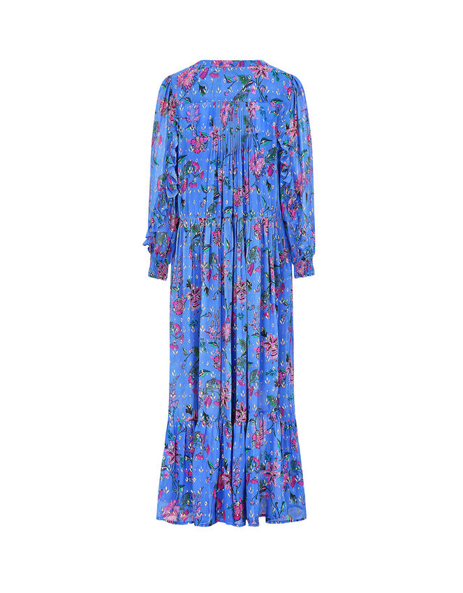 East Harriet Floral Foil Print Dress, Blue (BLUE), large