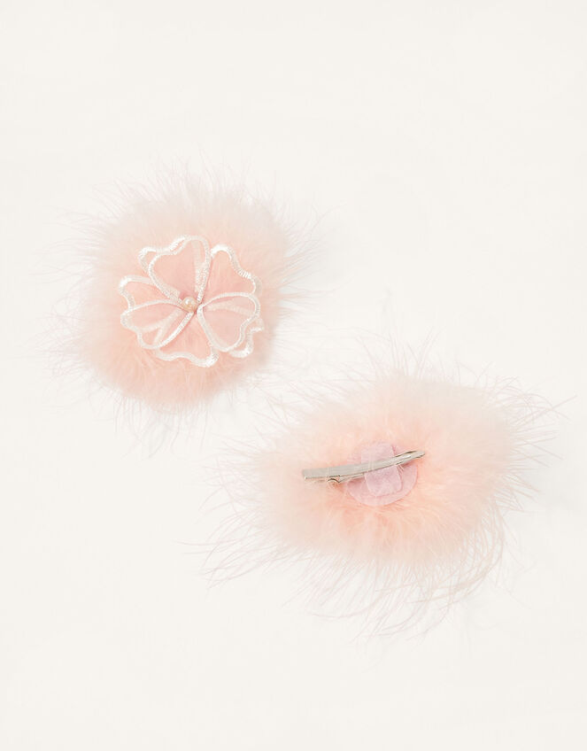 Fluffy Diamante Flower Hair Clip Twinset, , large