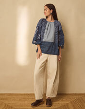 East Milly Floral Patchwork Blouse, Blue (BLUE), large
