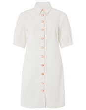 Denim Shirt Dress in Recycled Cotton, Ivory (IVORY), large