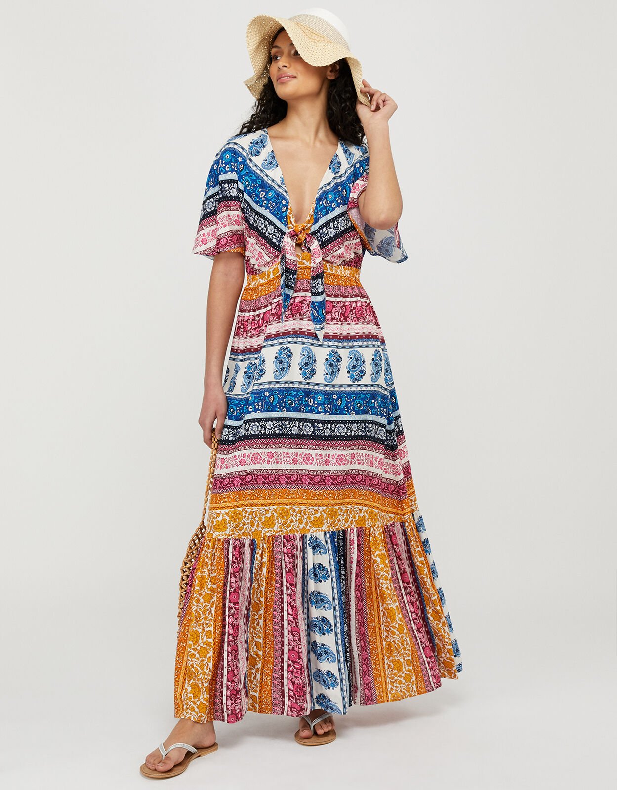 Striped boho maxi dress sale