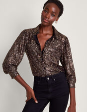 Megan Sequin Shirt, Silver (SILVER), large