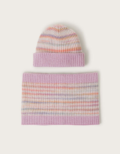 Space Dye Knit Beanie and Snood Set, Multi (MULTI), large