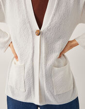 Clo Knit Single-Button Cardigan, Ivory (IVORY), large
